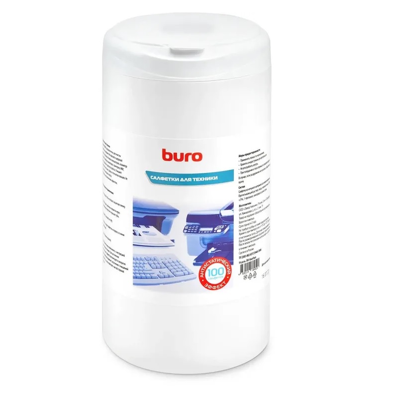 Салфетки вл. д/поверхностей туба Buro BU-Asurface 100 шт./