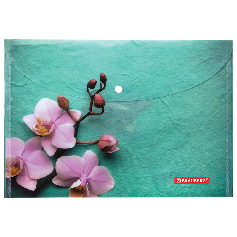 Папка на кнопке А4 Brauberg Flower, 160мкм, до 100лист.