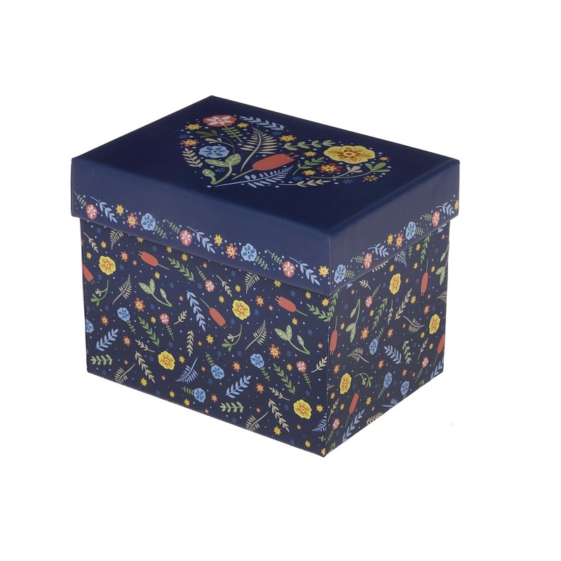 Коробка картонная с крышкой 125х90х100 мат.ламин, Botanica