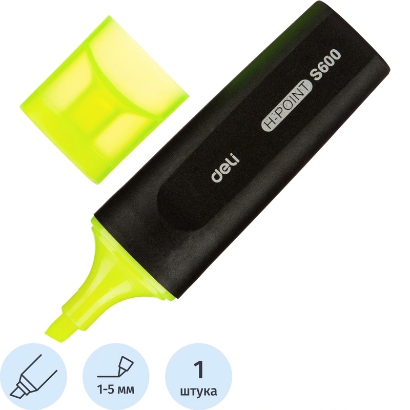 Текст.-маркер Deli Delight 1-5мм, желтый/12