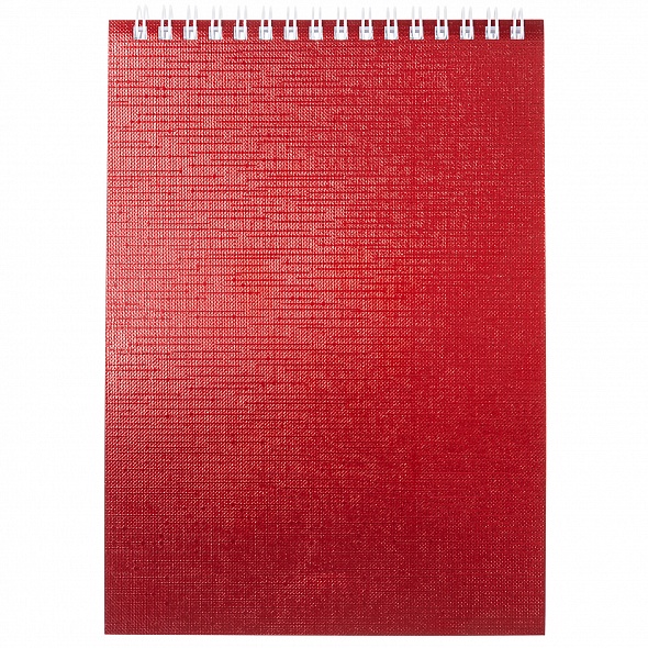 Блокнот  А5 080 л. , спираль, Metallic бумвинил, красный
