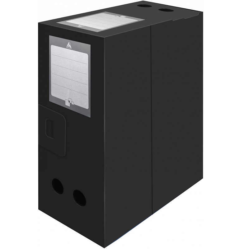 Короб архивный пластик. 120мм. Бюрократ, на застежке, пластик 1мм, черный