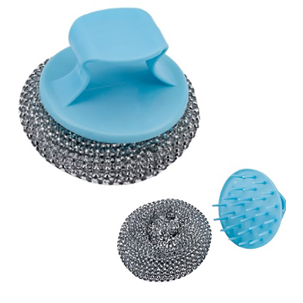 Губка д/мытья посуды металл, с держателем