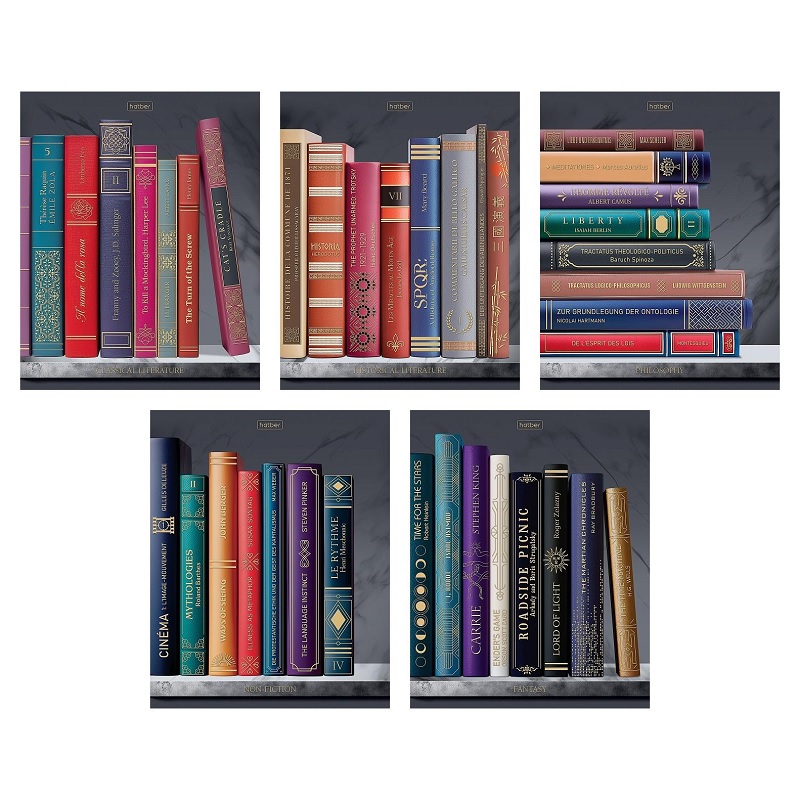 Тетрадь  А5  48л. кл. скоба "Хатбер "Золотые страницы", 3D фольга, ламин. Soft-touch, 5 дизайнов