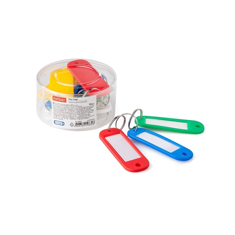 Брелок для ключей, р-р окошка 21х60мм, Hatber, ассорти/12