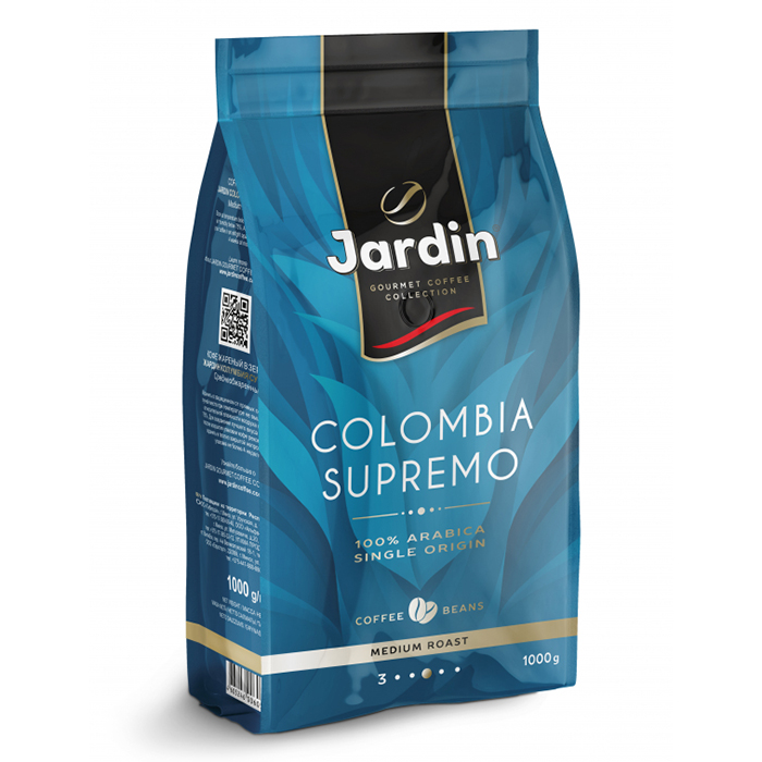 Кофе зерно натур 1000гр, Жардин в/м Colombia Supremo/6