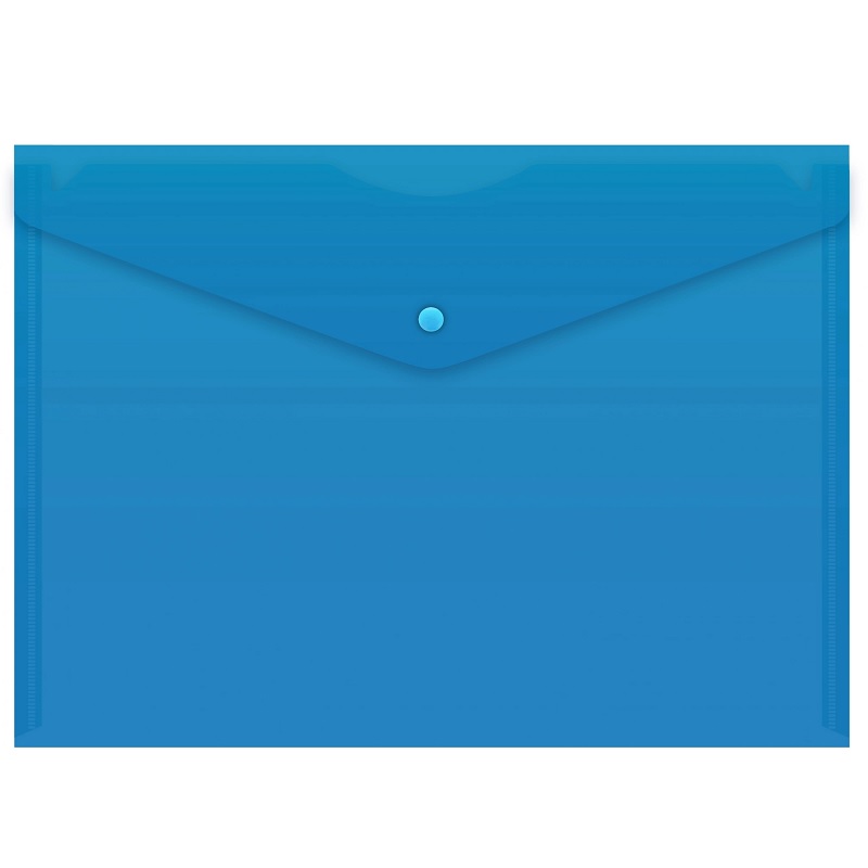 Папка на кнопке А4 пласт. (0,15мм) синий., кноп. голубая