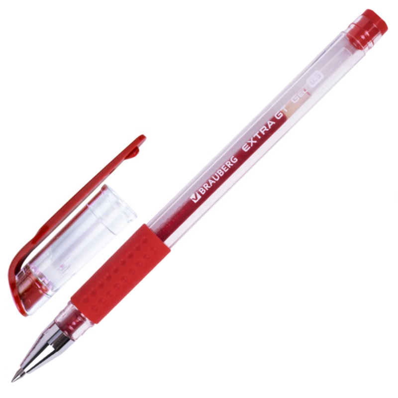 Ручка гел. крас. 0,5мм  BRAUBERG EXTRA GT, грип./