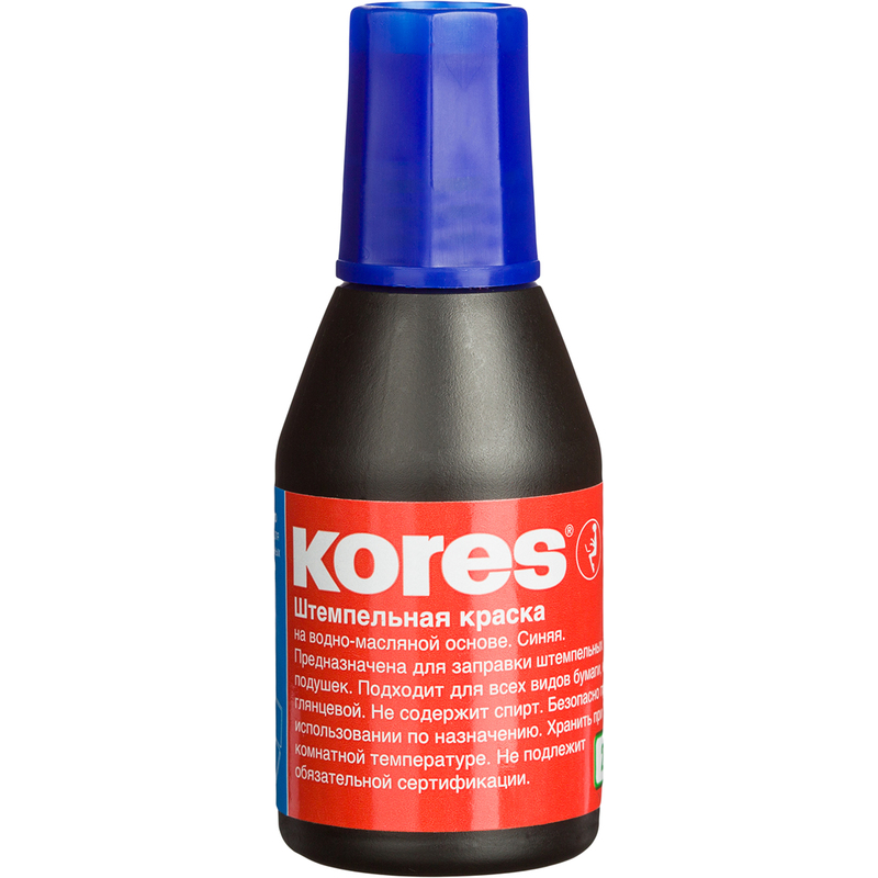 КРАСКА  штемп. 28 мл. KORES, синяя/10