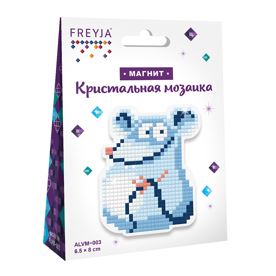 Мозайка Кристальная алмазная "Фрея" Мышонок магнит 6,5х8см