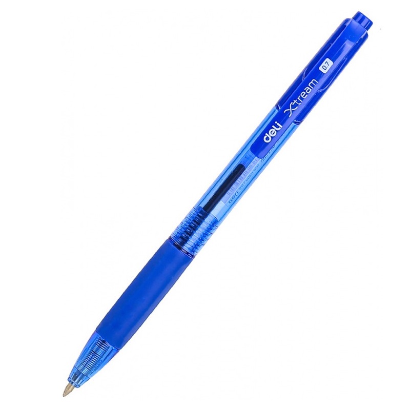 Ручка авт. шар. син. 0,7мм Deli X-tream, прозр.корп, рез.держатель