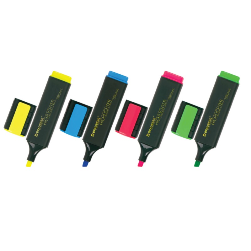 НАБОР 4цв. Текст.-маркер Brauberg "Original" линия  1-5мм., ассорти