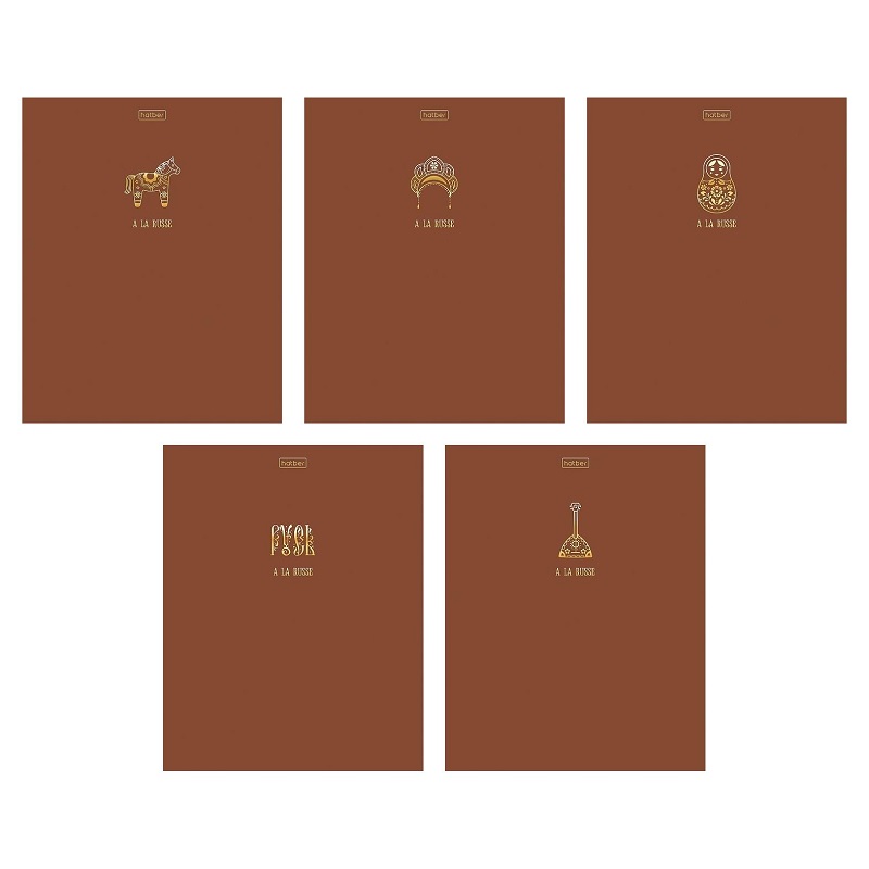 Тетрадь  А5  48л. кл. скоба  "Хатбер"А-ля Рус", ламинац.Soft-touch, скруглен.уголки, 3D, 5 диз.