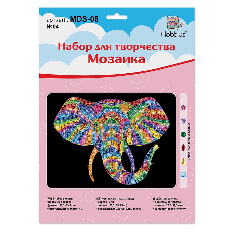 Мозайка "Hobbius"Слон", 19,5x26,5 см №04