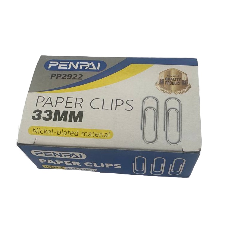 Скрепки метал. 33 мм никел. к/упак.(100шт)/500