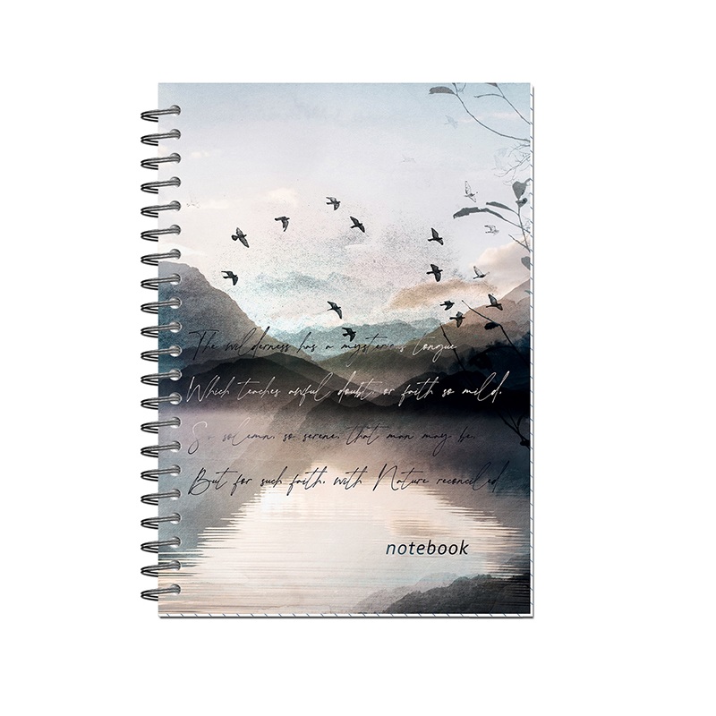 Бизнес-тетрадь  А5  120л. кл. спир. Полином "Туманные пейзажи",обл. фольга, твинлак 