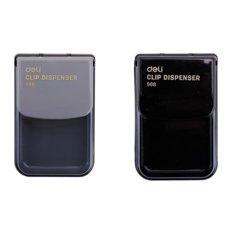 Диспенсер д/скрепок контейнер, магнит.,с крыш., "Deli" чер.
