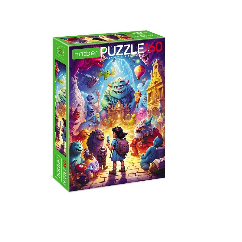 Пазлы-игра 160 эл., А4, ECO Монстрики (220х330мм)