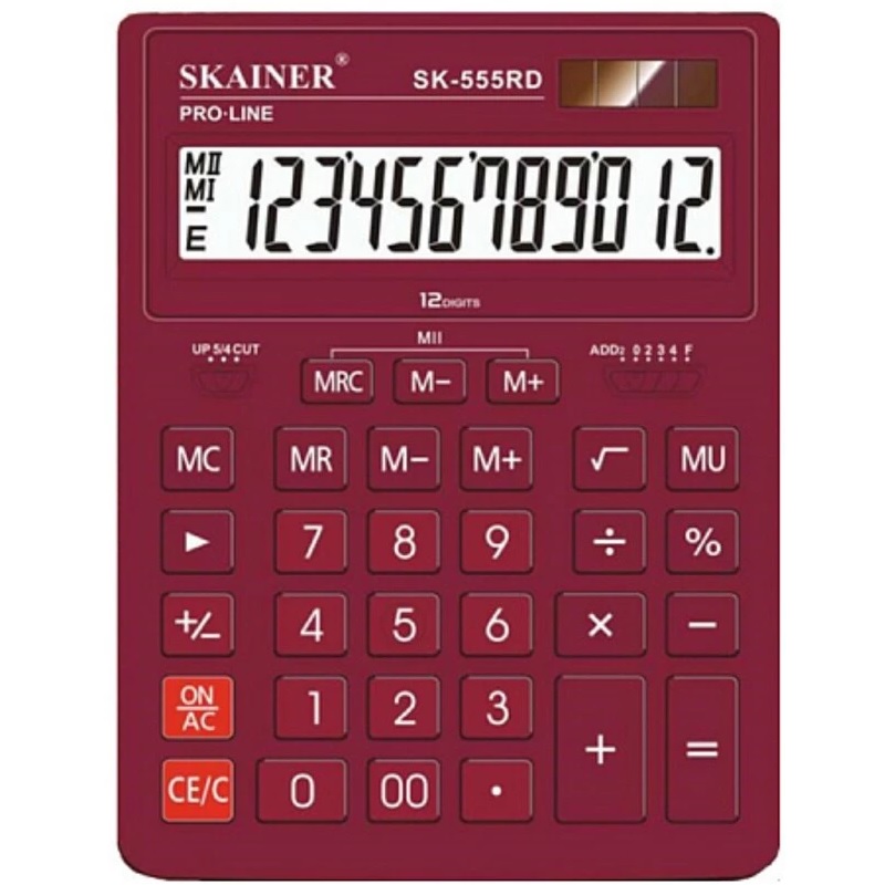 Калькулятор 12 раз. (155*205*35) SKAINER / SK-555RD / красн..