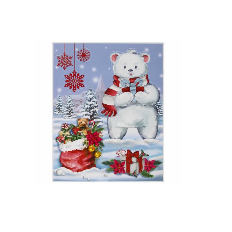 Наклейка новогодняя Золотая сказка "Медвежонок" 30*38см