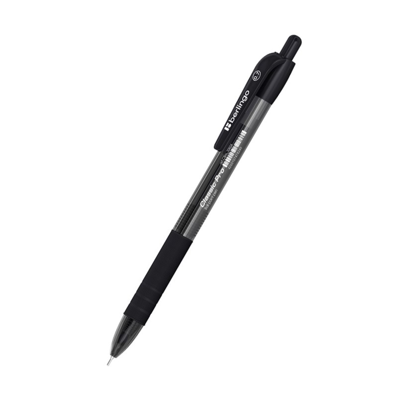 Ручка шар. авт. черн. 0,7мм Berlingo Classic Pro, грип/12