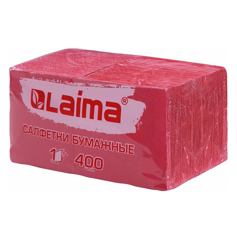 Салфетки 1 сл.(упак 400шт.) LAIMA, 24см*24см, красные