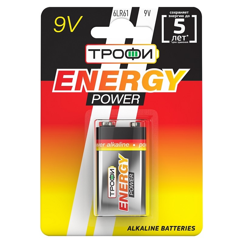 Эл.пит. 6LR61/(alkaline) Трофи POWER  1 шт./12/96