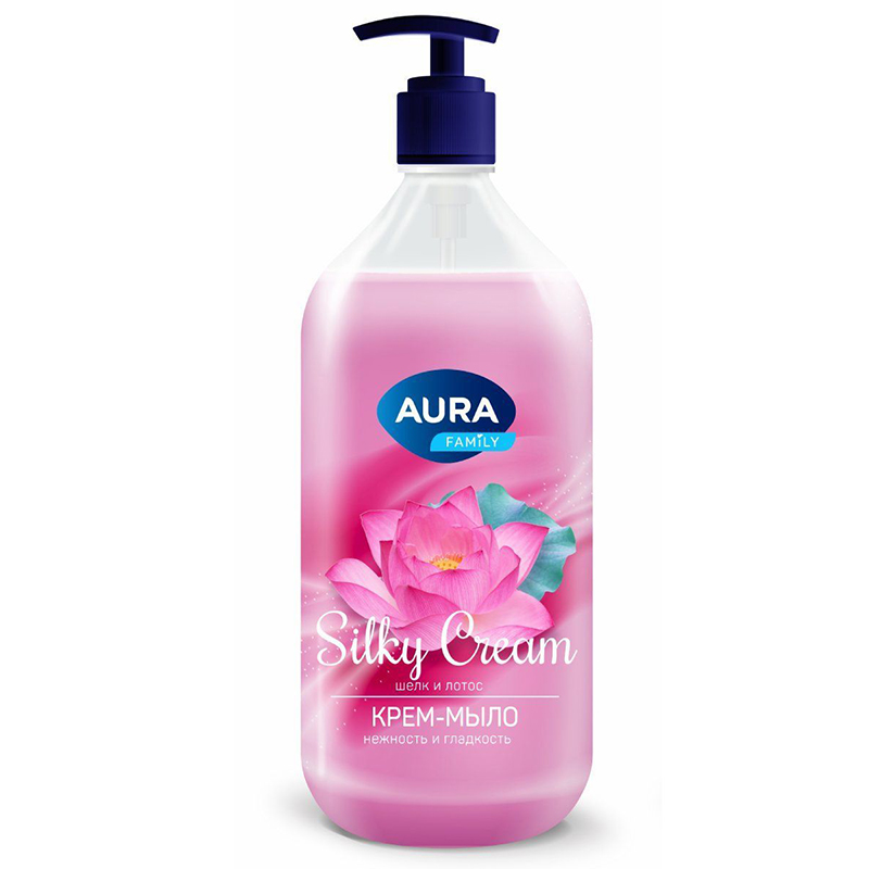 Мыло жидкое  1л. "AURA Sliky Cream" Шелк и лотос, дозатор/6