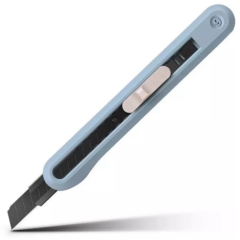 Нож д/бум  9мм. Deli Nusign, голубой/24