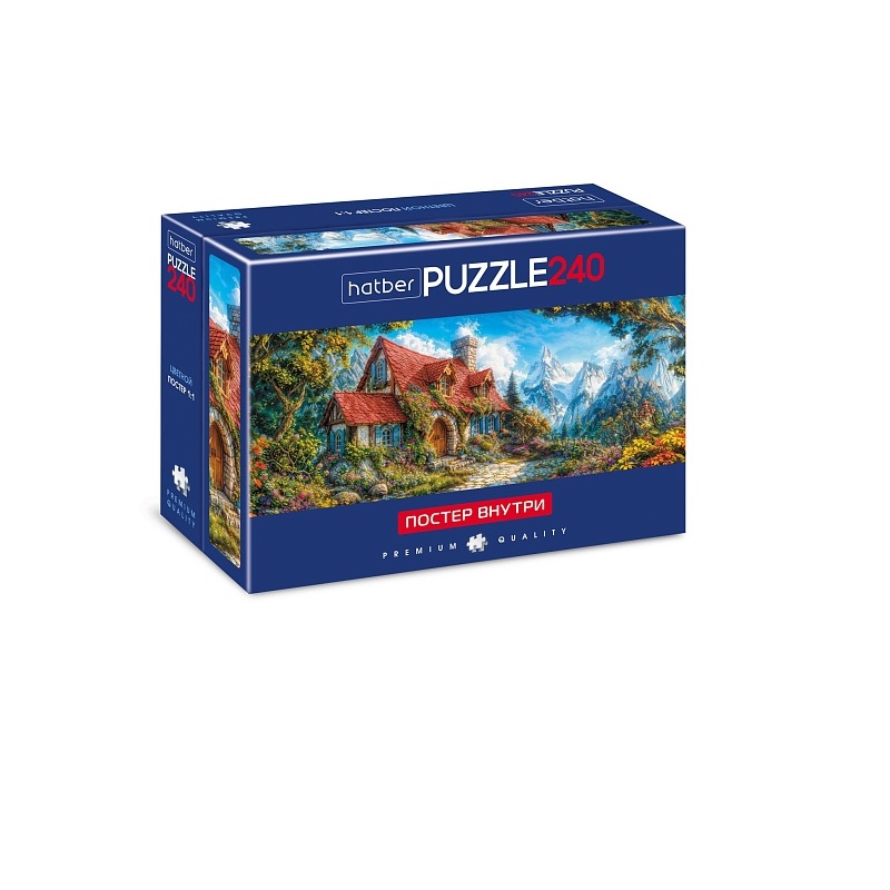 Пазлы 240 эл., А2 (1 картинка в 1 коробке), "Premium"Живописный домик+ Постер для сборки