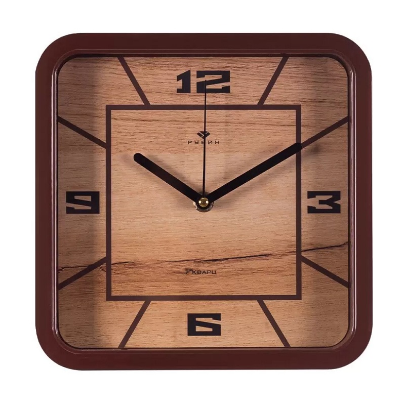 Часы настенные квадрат "Рубин. Классика" 22х22см., коричневый