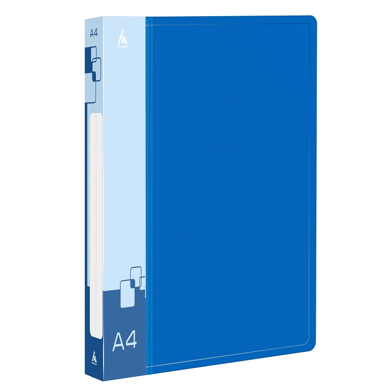 Папка 4 кольца 27мм. Бюрократ (0,70мм.), син.