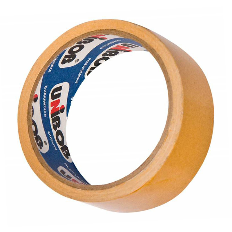 Скотч двусторонний 38 мм.*25 м прозр. полипропилен, UNIBOB/