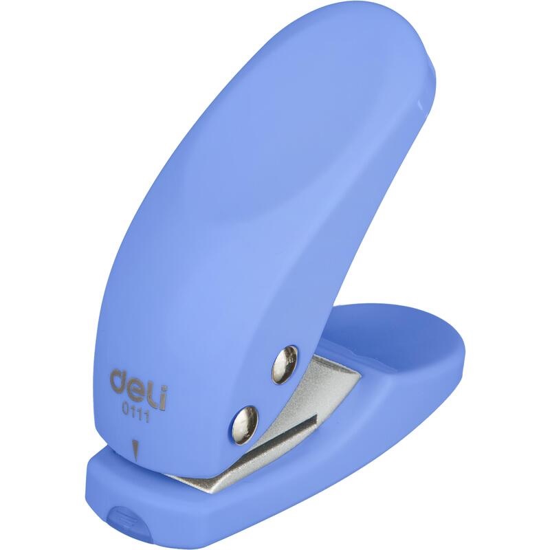 Дырокол на  10л. Deli, на 1 отв, пласт., голубой