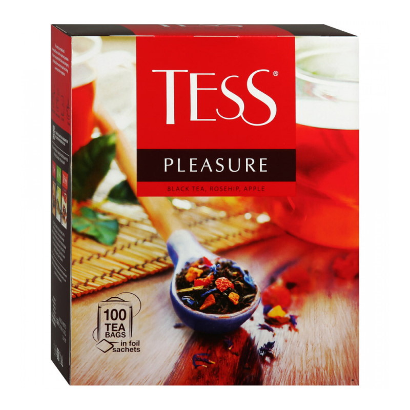 Чай 100 пак. Тесс Pleasure, 1,5г, черный+шиповн.,яблоко/9