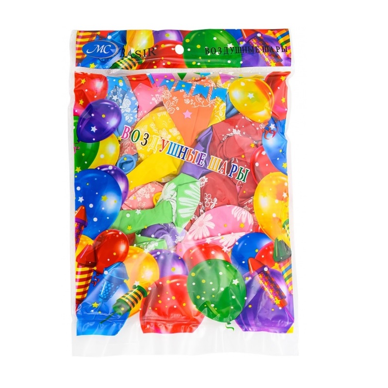 Шар надувной BASIR "Цветы" 12"(30см), 50/уп, ассорти