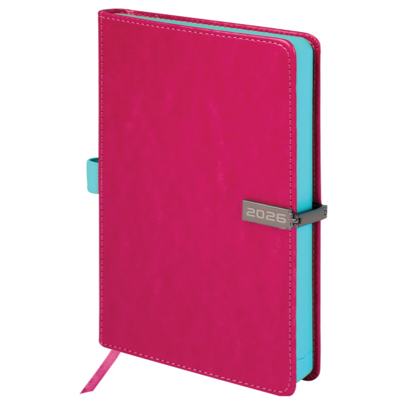 2026/Ежедневник А5 BRAUBERG Inspiration, 138*213, под кожу, цв.срез, розовый