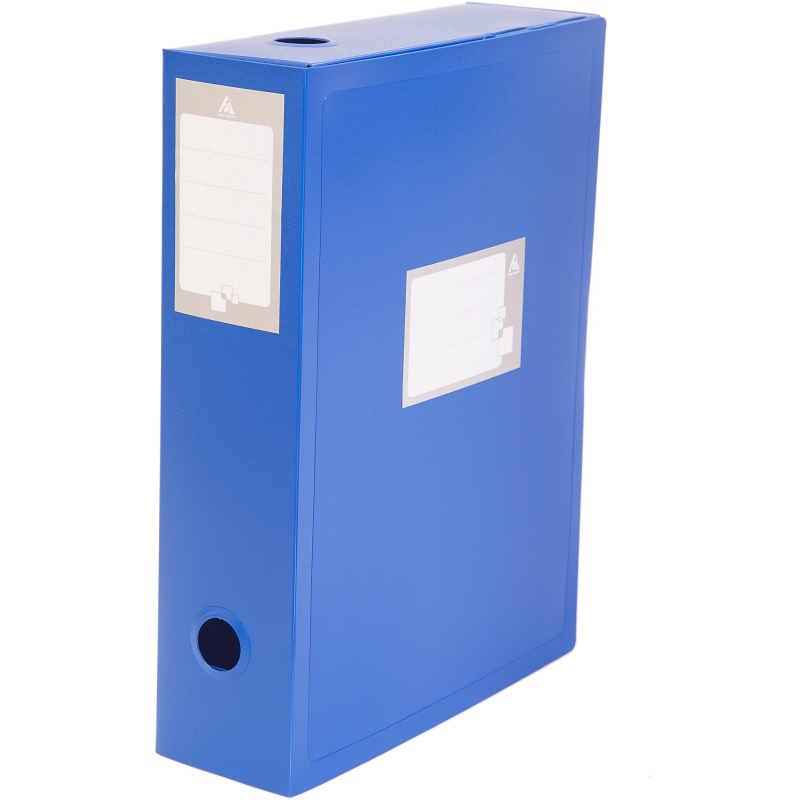 Короб архивный пластик.  80мм. Бюрократ, на застежке, пластик 0.8мм, синий