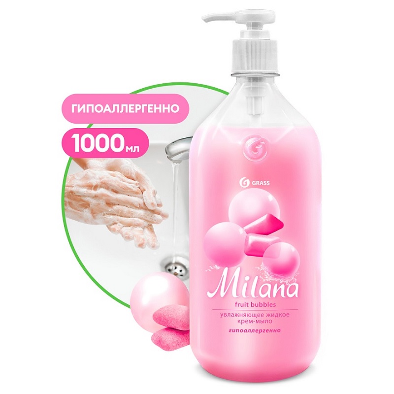 Крем-мыло  1л. "GRASS MILANA" Fruit Bubbles, дозатор/6
