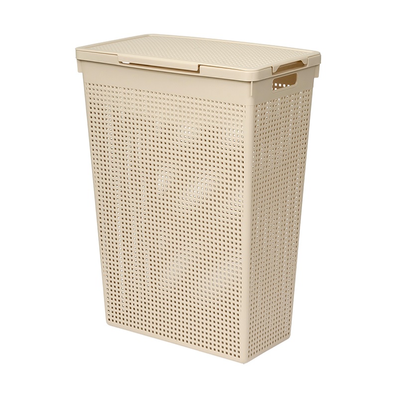Корзина с крышкой 50л "Виолет Лофт", цв.латте