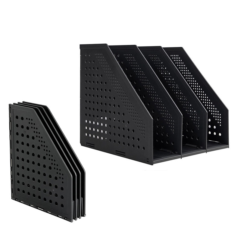 Лоток верт. складной 3 сек. 250х256х243 мм. Deli, тем.серый