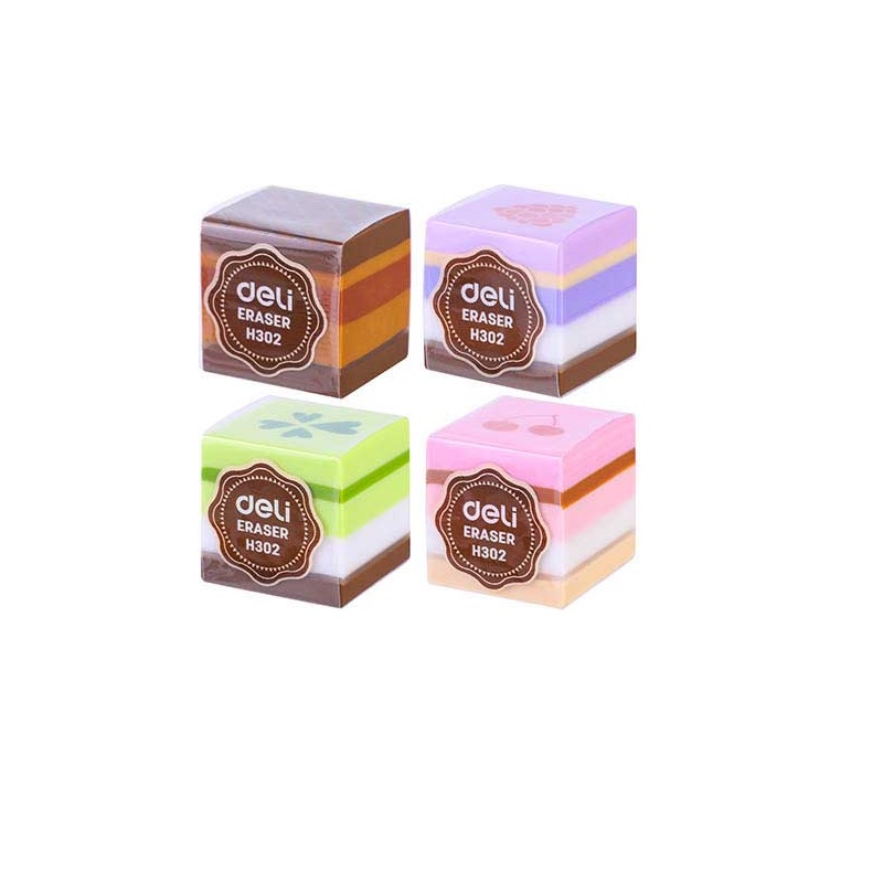 Ластик 35х35х35мм Deli, ассорти