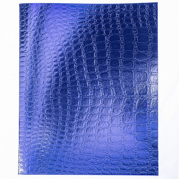 Тетрадь  А5  48л. кл. скоба "Хатбер"бумвинил, Metallic тиснение Croco синяя