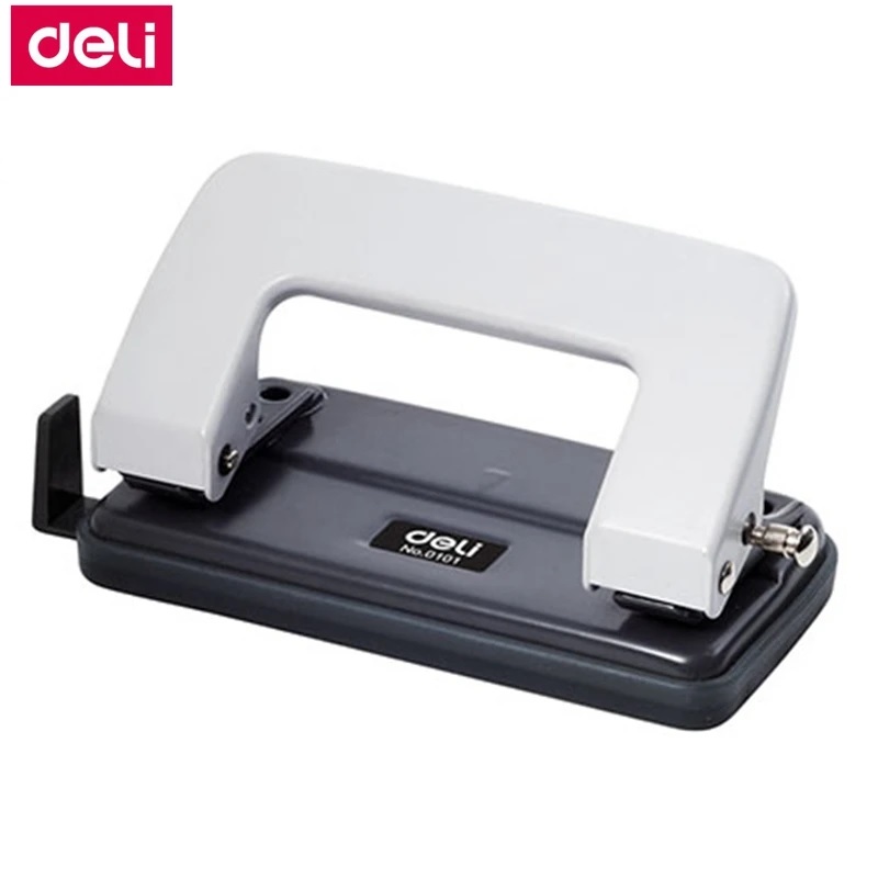 Дырокол на  10л. Deli, на 2 отв, металл., белый