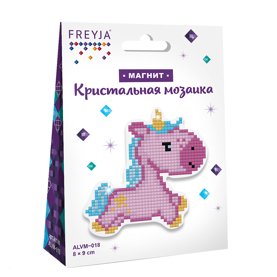 Мозайка Кристальная алмазная "Фрея" Единорожка магнит 8х9см