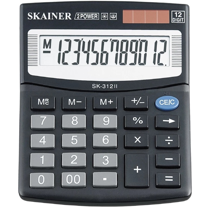 Калькулятор 12 раз. (100*124*32) SKAINER / SK-312II / черн.