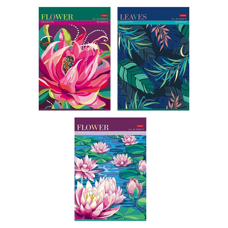 Тетрадь  А4  80л. кл. скоба "Хатбер" Палитра природы" 3 дизайна
