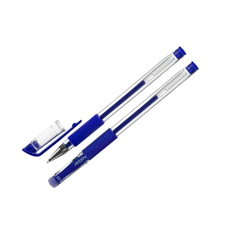 Ручка гел. син. 0,5мм Hatber Test, c резин. грипом/12