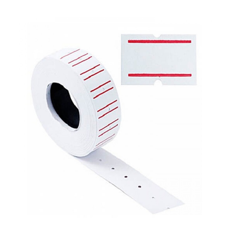 Этикет-лента 22х12 Deli бел.кр.полоса 1000шт./10