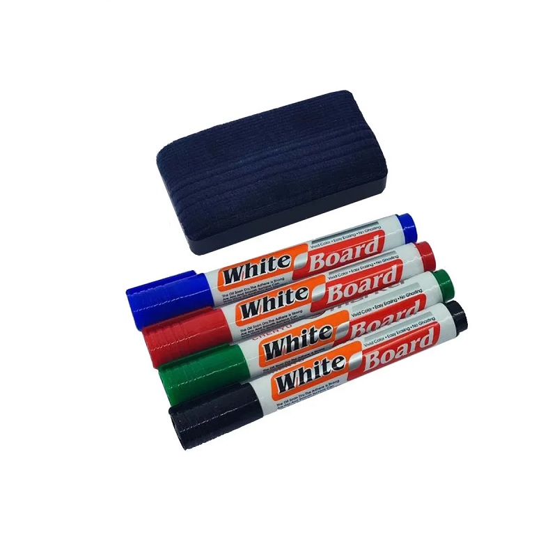 Маркер д/доски 4 цв.(НАБОР) "WEN" 1-3мм(син+черн+крас+зел)+ губка